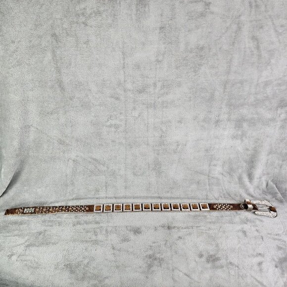 BHW Medium Womens Western Cowgirl Bling Calf Hair Genuine Leather Logo Belt 39\